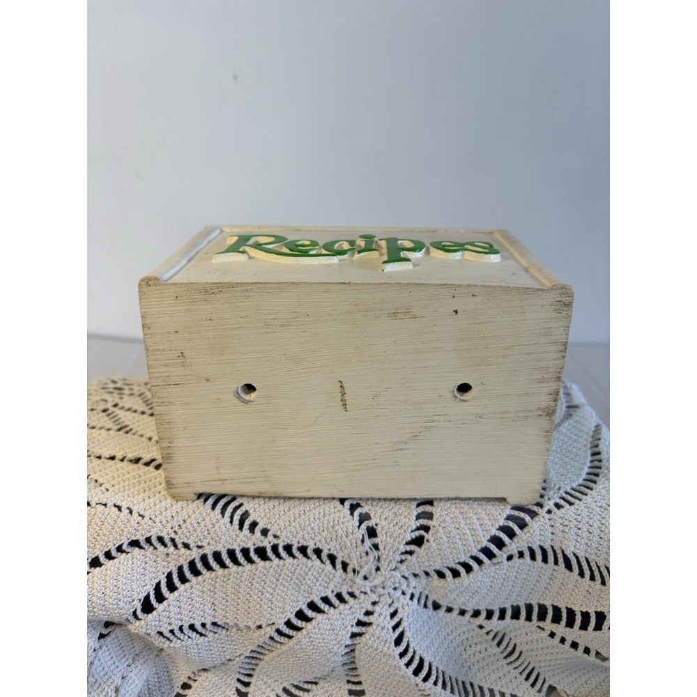 Vintage Recipe box flip open flowers Floral wood look white green pink FTD 1985 - Picture 7 of 11
